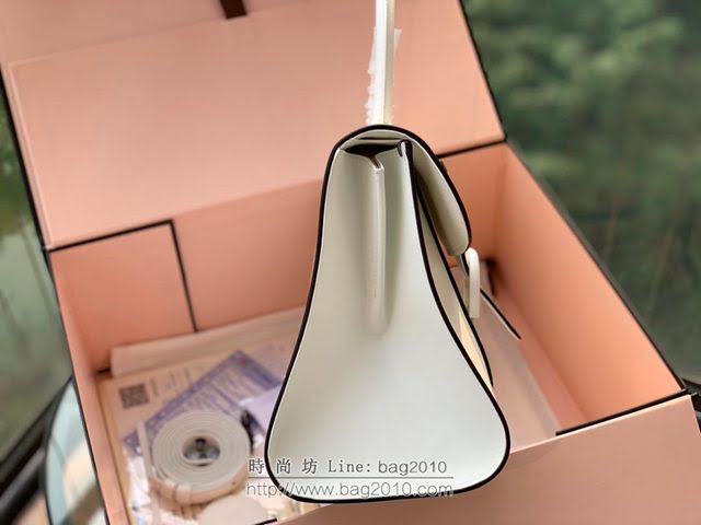 DELVAUX女包 經典款Brillant 原版Box牛皮手袋 德爾沃女手提包 DG0028 捆邊白中號 Delvaux女單肩斜跨包  fcs1252
